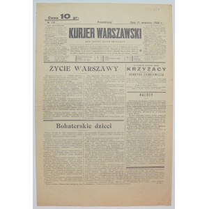 Kurjer Warszawski 11 września 1939 - Naloty, „W ogniu” T. Kończyca