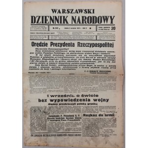 Warszawski Dziennik Narodowy, 2 IX 1939 - wojna - orędzie Mościckiego