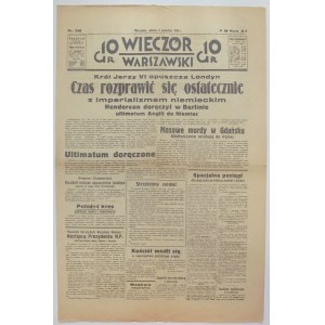 Wieczór Warszawski, 2 września 1939, ultimatum Anglii