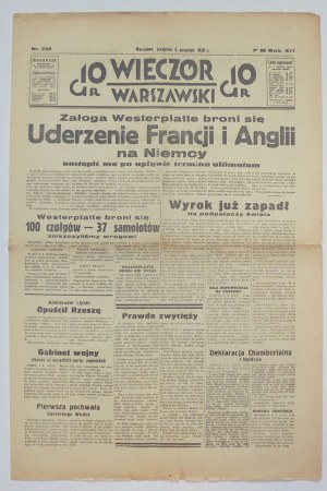 Wieczór Warszawski, 3 września 1939, obrona Westerplatte.