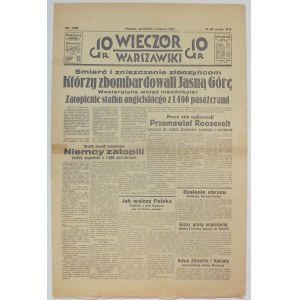 Wieczór Warszawski, 4 września 1939, Jasna Góra ostrzelana