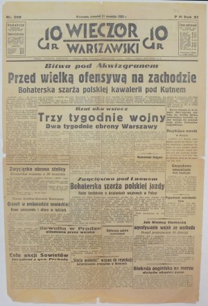 Wieczór Warszawski, 21 września 1939, Apel Paderewskiego