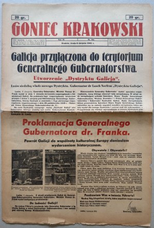 Goniec Krakowski, R.1941 nr 182 - „Dystrykt Galicja”