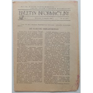 Biuletyn Informacyjny 1943 nr 32 - odezwa do Ukraińców /SZP, ZWZ, AK/