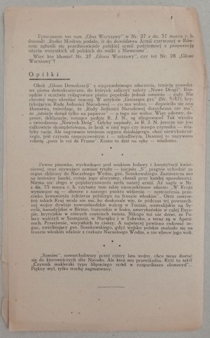 Głos Wolny. R.1944 nr 3 - polityka krajowa /Delegatura Rządu/