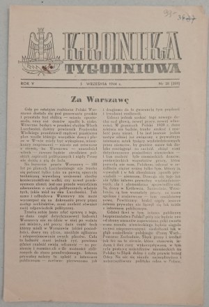 Kronika Tygodniowa 1944 nr 28 - Powstanie Warszawskie/ ZWZ, AK/