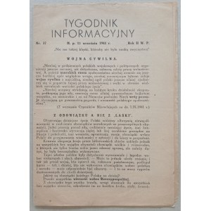 Tygodnik informacyjny. R.1941 nr 37 - Oświęcim - obóz /ZWZ - AK/