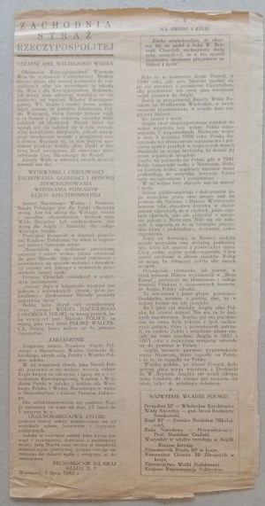 Zachodnia Straż Rzeczypospolitej. 1943 - Katyń, Sikorski /Delegatura Rządu/