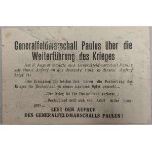 Generalfeldmarschall Paulus - [ulotka nawołująca Niemców do kapitulacji]