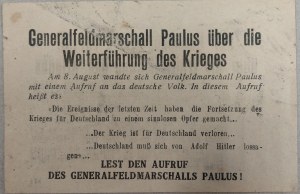 Generalfeldmarschall Paulus - [ulotka nawołująca Niemców do kapitulacji]