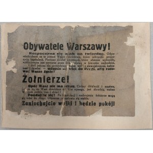 Obywatele Warszawy! Rozpoczyna się atak na twierdzę, 1939 [niemiecka]