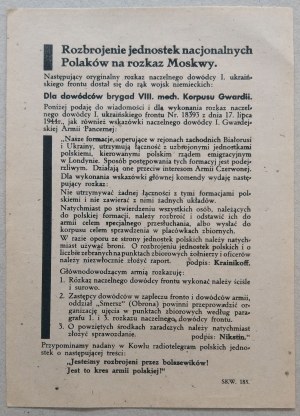 Rozbrojenie jednostek nacjonalnych Polaków na rozkaz Moskwy[niemiecka]