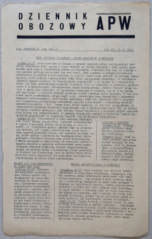 Dziennik Obozowy APW, 1946 nr 34