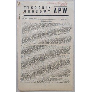 Tygodnik Obozowy APW, 1945 nr 36 /Upaństwowienie banków/