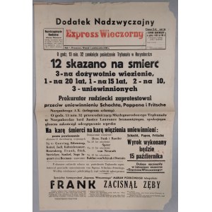 Express Wieczorny 1 X 1946 - wyrok Trybunału w Norymberdze