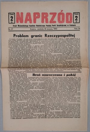 Naprzód, 26.08.1945 - problem granic Polski