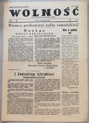 Wolność R.1. Nr 7, 1.09.1944 - Rola-Żymierski - wywiad
