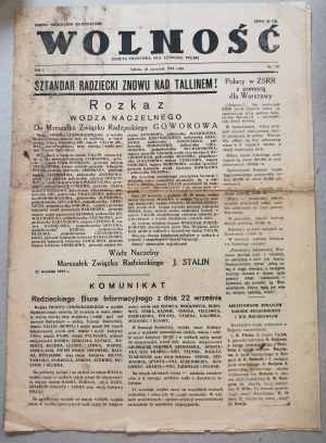 Wolność R.1. Nr 26, 23.09.1944 - pomoc dla Warszawy