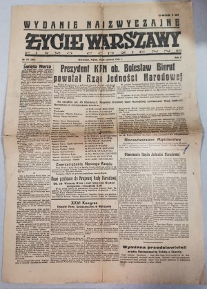 Życie Warszawy, 29.6.1945 - Rząd Jedności Narodowej