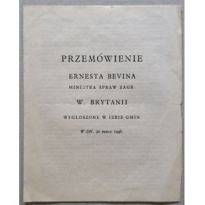 Bevin E. - mowa z 20.03.1943 dot. Polskich Sił Zbrojnych w Anglii