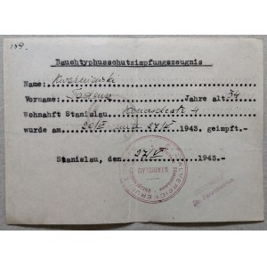 Dokumenty - T. i M. Kwaśniewscy, szczepienia na tyfus, [1943, Stanisławów]