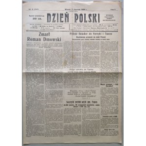 Dzień Polski (Kowno), 3 stycznia 1939 - śmierć Dmowskiego