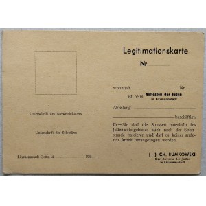 [Formularz z getta łódzkiego] Legitmationskarte / legitymacja
