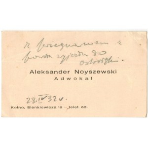 Noyszewski Aleksander - adwokat z Kolna, 1932