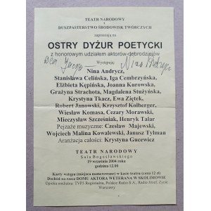 Andrycz Nina - dedication, flyer of the National Theater.