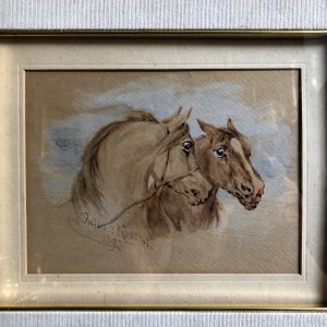 Juliusz Kossak, Studium głów końskich - siwy i kary koń