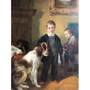 Carl Friedrich Schulz, Portret dwóch chłopców z psem