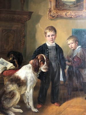 Carl Friedrich Schulz, Portret dwóch chłopców z psem