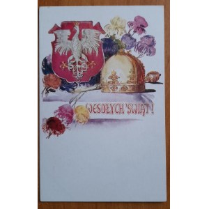Wesołych Świąt. Orzeł berło i korona.
