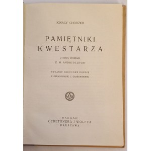 Chodźko, Ignacy Pamiętniki Kwestarza, z ośmiu rycinami E.M. Andriollego