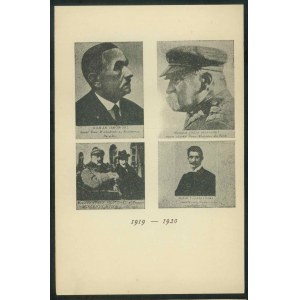 1919 - 1920, R. Dmowski, J. Piłsudski, W. Witos, I. Daszyński, [w obronie Kresów Wschodnich], poczt. wyd. w Anglii