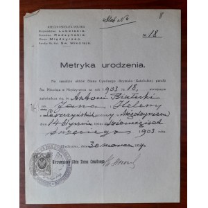 Międzyrzec. Metryka urodzenia