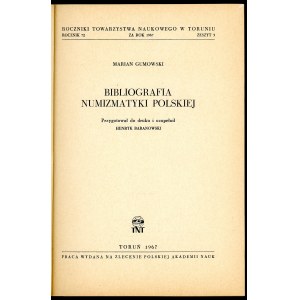 Gumowski, Bibliografie numismatiky