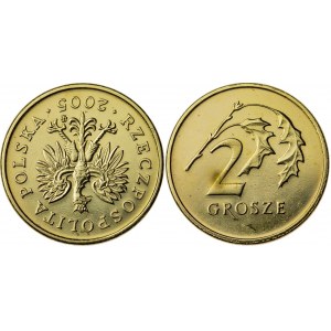 2 grosze, 2005, odwrotka 180 stopni