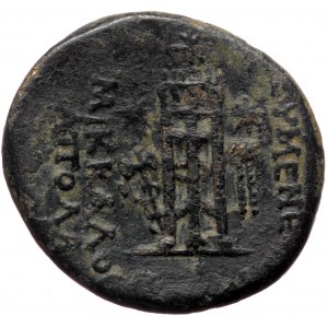Phrygia, Eumeneia, AE 23 (brass, 6,76g, 25 mm) mag. Mikkalos Apoll, ca. 133-30 BC
