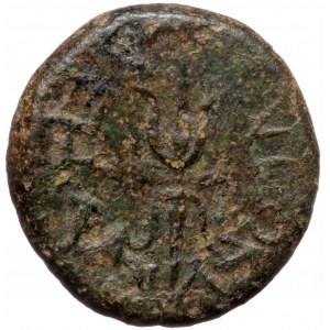 Lydia, Philadelphia, Tiberius as caesar (35-37), AE 1/3 assarion (Bronze, 16,2 mm, 2,98 g). Obv: TIBEPION ΣEBAΣTON, bar
