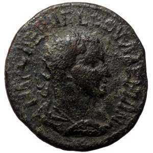 Pisidia, Antiochia, Valerianus (253-260), AE (Bronze, 22,0 mm, 5,59 g). Obv: IMP CAE RASLLOVAΛEPIAN, radiate, draped and