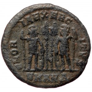 Constantine I (307/10-337), Antiochia, AE follis (Bronze, 17,6 mm, 1,79 g), 335-337. Obv: CONSTANTINVS MAX AVG, rosette-