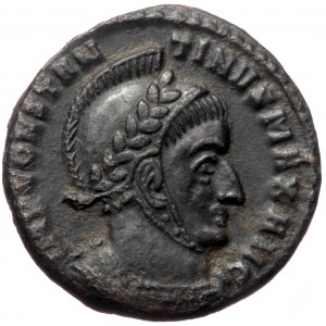 Constantine I (307/10-337), Ticinum, AE follis (Bronze, 16,7 mm, 2,80 g), 318-319. Obv: IMP CONSTANTINVS MAX AVG, laurea