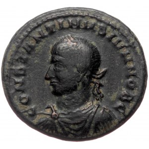 Constantine II (Caesar, 317-337) AE follis (Bronze 3,21g 18mm) Thessalonica, 324. Obv: CONSTANTINVS IVN NOB C, laureat