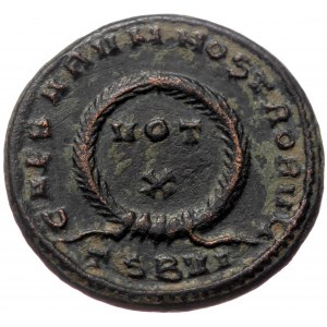 Constantine II (Caesar, 317-337) AE follis (Bronze 3,21g 18mm) Thessalonica, 324. Obv: CONSTANTINVS IVN NOB C, laureat