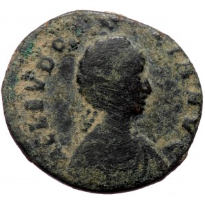 Aelia Eudoxia (400-404), Constantinopolis, AE follis (Bronze, 17,0 mm, 2,11 g). Obv: AEL EVDO - [X]IA AVG, pearl-diadem