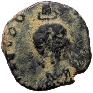 Aelia Eudoxia (400-404), uncertain mint, AE follis or nummus (Bronze, 14,3 mm, 2,11 g). Obv: [AEL] EVDO - [XIA AVG], pe