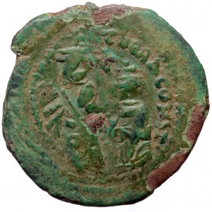 Heraclius (610-641), with Heraclius Constantine, AE follis (Bronze, 31,0 mm, 10,38 g), Constantinople, RY 4 = 613/4. Ove