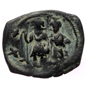 Heraclius with Heraclius Constantine (610-641) AE Half follis (Bronze, 2,42g, 22mm) Constantinople