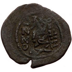 HERACLIUS with HERACLIUS CONSTANTINE (610-641) AE Follis (Bronze 10,37g 33mm) Cyzicus. Dated RY 3 (612/3, restriked o